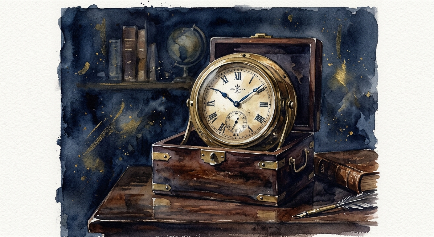Aquarelle d'une horloge marine